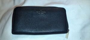 Kate Spade New York Black Pebbled Leather Zip Around Continental Wallet
